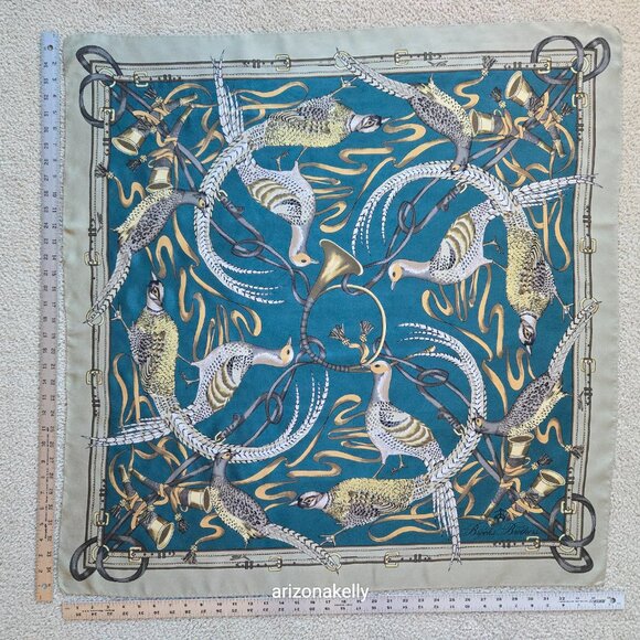 Brooks Brothers Silk Square Scarf Game Birds Pheasant - Picture 6 of 16